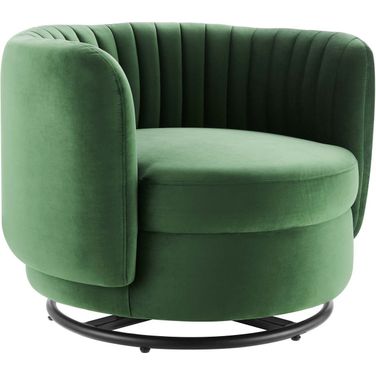 Embrace Tufted Performance Velvet Swivel Chair In Emerald