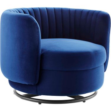 Embrace Tufted Performance Velvet Swivel Chair In Navy