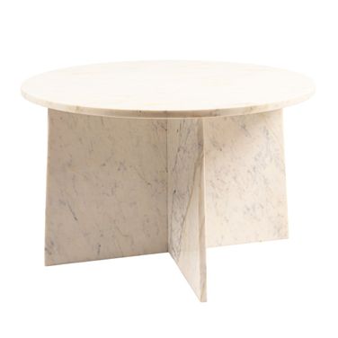 Emerson Round Marble Coffee Table with Interlocking Cross Base In White