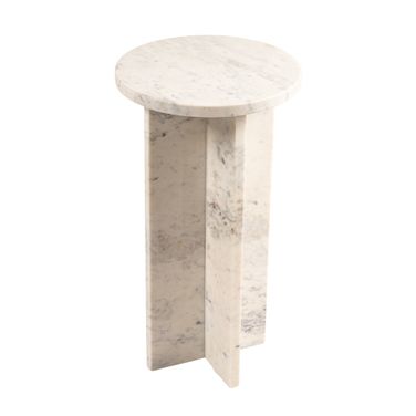 Emerson Round Marble Martini Accent Table with Interlocking Cross Base In White