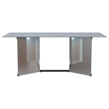 Emery 76 Inch Rectangular Mirrored Dining Table In Silver