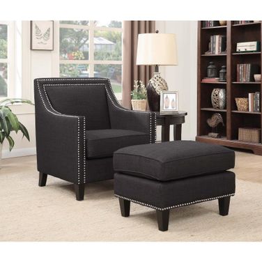Emery Chair and Ottoman In Charcoal and Espresso