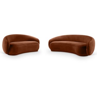 Emery Living Room Set In Cognac Velvet