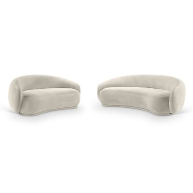 Emery Living Room Set In Cream Velvet