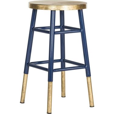 Emery Navy and Dipped Gold Leaf Counter Stool