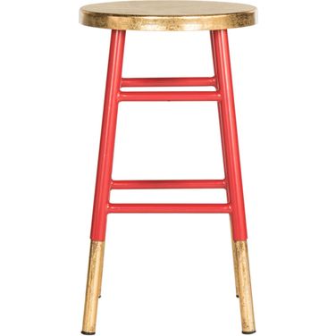 Emery Red and Dipped Gold Leaf Counter Stool