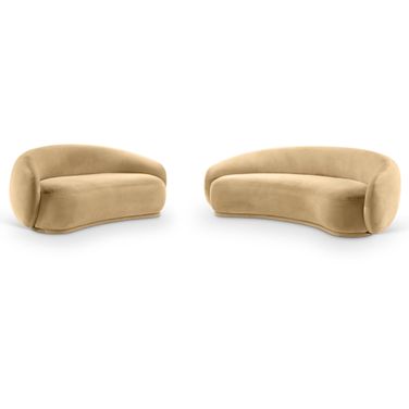 Emery Velvet Living Room Set In Camel
