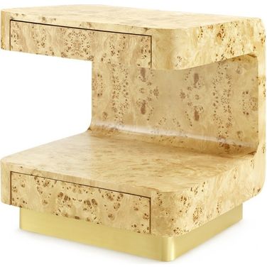 Emil 2-Drawer Side Table In Burl