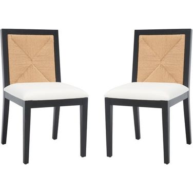 Emilio Woven Dining Chair In Black And Natural