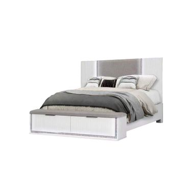 Emily Eastern King Platform Bed Frame with LED In White