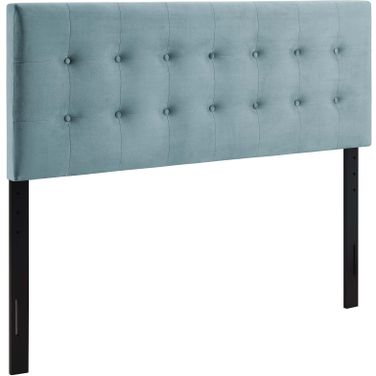 Emily Light Blue King Biscuit Tufted Performance Velvet Headboard