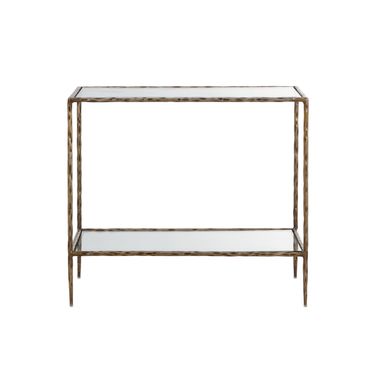 Emine Nightstand In Antique Brass and Clear