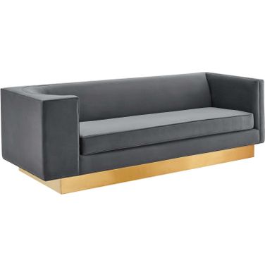 Eminence Upholstered Performance Velvet Sofa In Gray