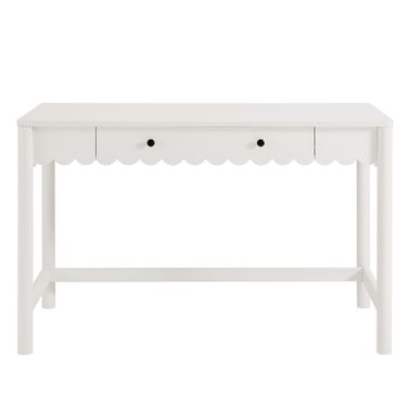 Emmeline 1-Drawer Scallop Writing Desk In White