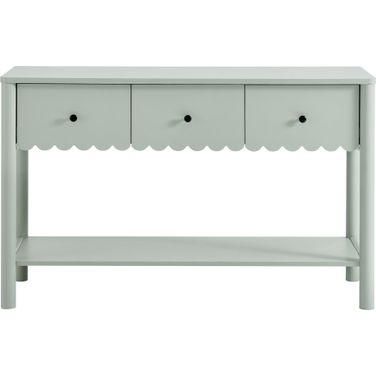 Emmeline 3-Drawer Scalloped Console Table In Sage