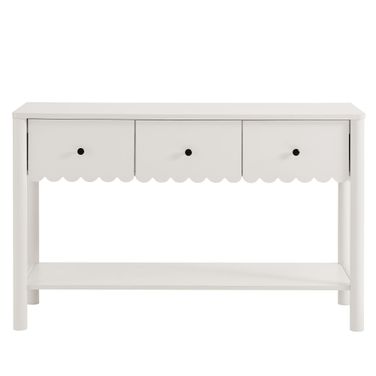 Emmeline 3-Drawer Scalloped Console Table In White