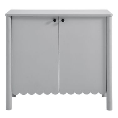 Emmeline 35 Inch 2-Door Scalloped Sideboard Cabinet In Light Gray