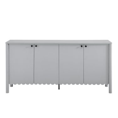 Emmeline 66 Inch 4-Door Scalloped Sideboard Cabinet In Light Gray