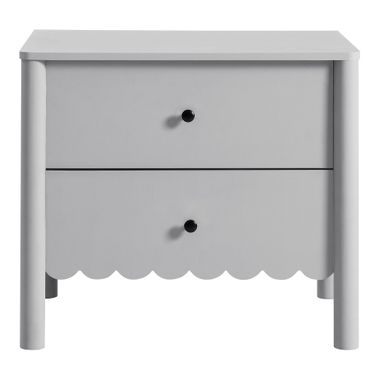 Emmeline Scalloped 2-Drawer Nightstand In Light Gray