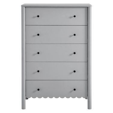 Emmeline Scalloped 5-Drawer Chest In Light Gray