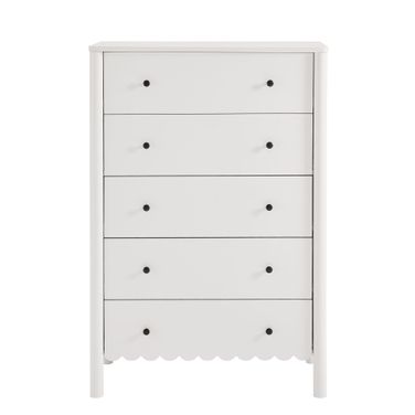 Emmeline Scalloped 5-Drawer Chest In White
