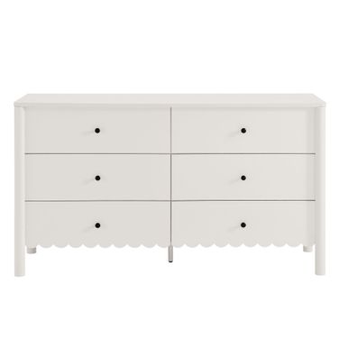 Emmeline Scalloped 6-Drawer Dresser In White