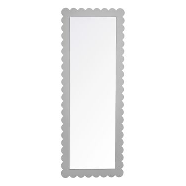 Emmeline Scalloped Rectangle Floor Mirror In Light Gray