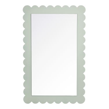 Emmeline Scalloped Rectangle Wall Mirror In Sage