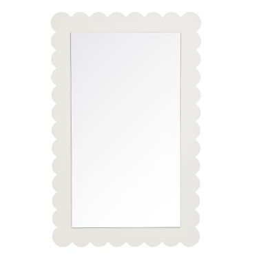 Emmeline Scalloped Rectangle Wall Mirror In White
