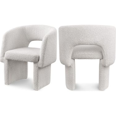 Emmet Boucle Fabric Dining Chair In Cream