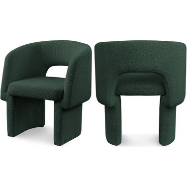 Emmet Boucle Fabric Dining Chair In Green