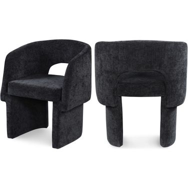 Emmet Chenille Fabric Dining Chair In Black