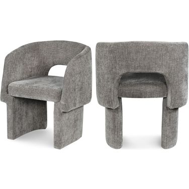 Emmet Chenille Fabric Dining Chair In Grey