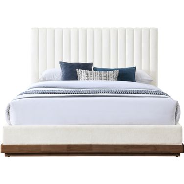 Emmet Chenille Fabric Full Bed In Natural and Cream