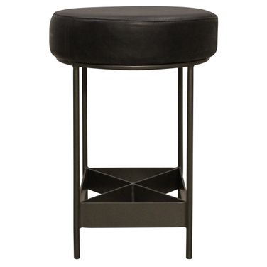 Emmett Counter Stool In Antique Black Leather
