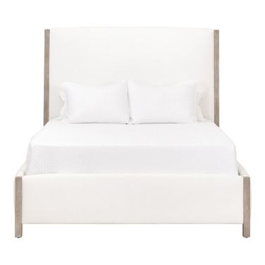 Emmett LiveSmart Peyton Queen Upholstered Bed In Pearl and Natural Gray