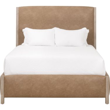Emmett Queen Bed In Natural Gray and Ivanhoe Toast