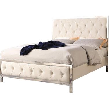 Emory Fabric Upholstered Tufted California King Panel Bed In Beige