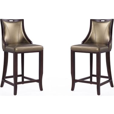Emperor Bar Stool in Bronze and Walnut (Set of 2)
