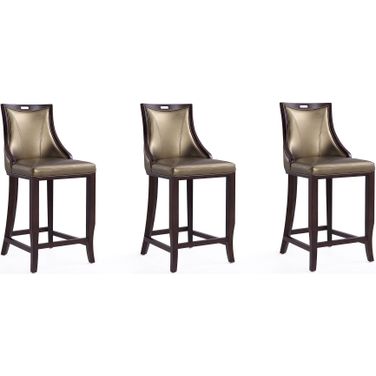 Emperor Bar Stool in Bronze and Walnut (Set of 3)