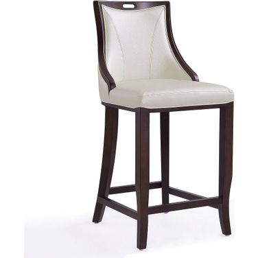 Emperor Bar Stool in Pearl White and Walnut