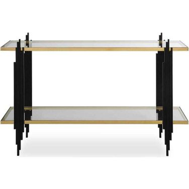 Empire Cityscape Console Table In Black and Gold