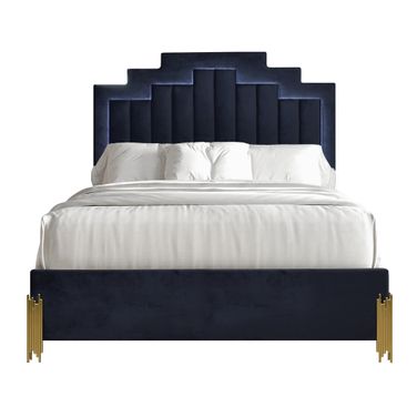 Empire Queen Upholstered Bed In Black and Natural