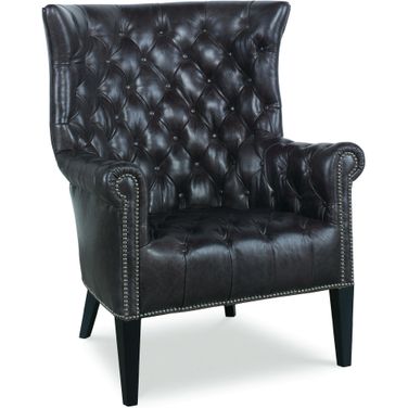 Empress Tufted Wing Chair In Black