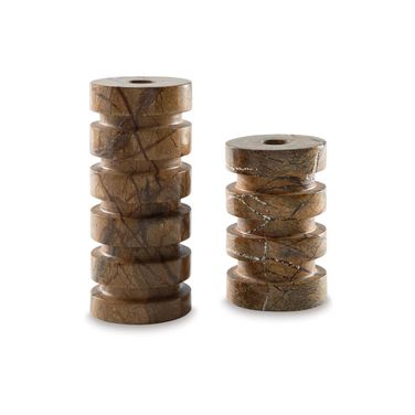 Emsleyfield Candle Holder Set Set of 2 In Tan