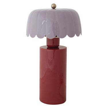 Enameled Metal Table Lamp In Purple and Red