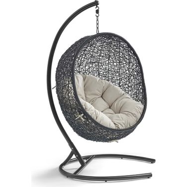 Encase Beige Swing Outdoor Patio Lounge Chair