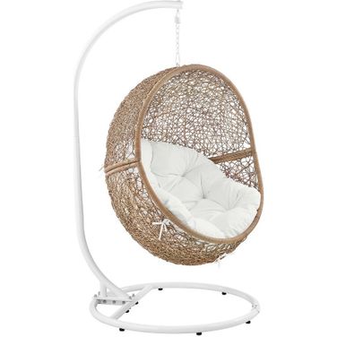 Encase Outdoor Patio Rattan Swing Chair In Cappuccino White