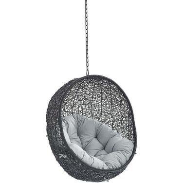 Encase Sunbrella Fabric Swing Outdoor Patio Lounge Chair Without Stand In Black and Beige