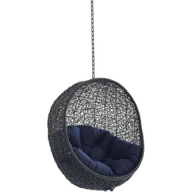 Encase Sunbrella Fabric Swing Outdoor Patio Lounge Chair Without Stand In Black and Gray